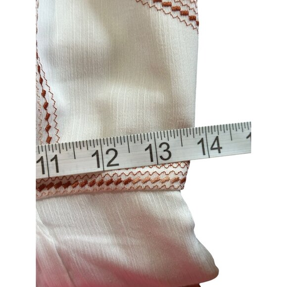 BCBGGeneration White Sheer Maxi Dress With Embroidered Trim Peasant Dress Size 0 - Picture 8 of 11